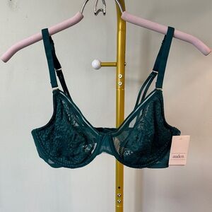 Auden Lace Underwire Bra in Teal Green NWT 36B